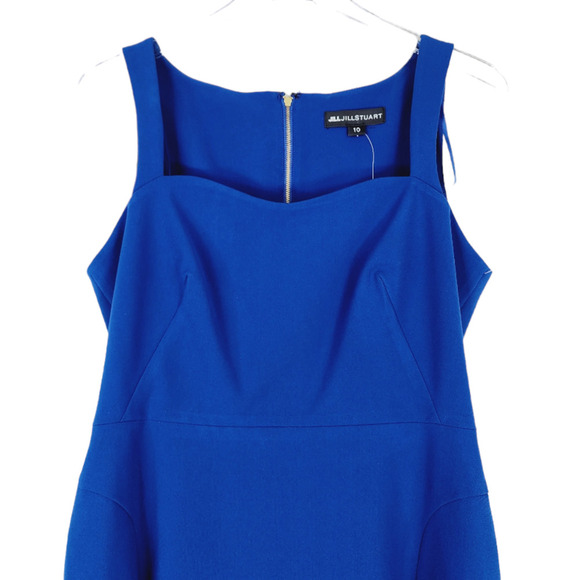 Jill Stuart Sweetheart Blue Sapphire Midi Sheath Dress Size 10 NEW High Slit - Picture 3 of 11